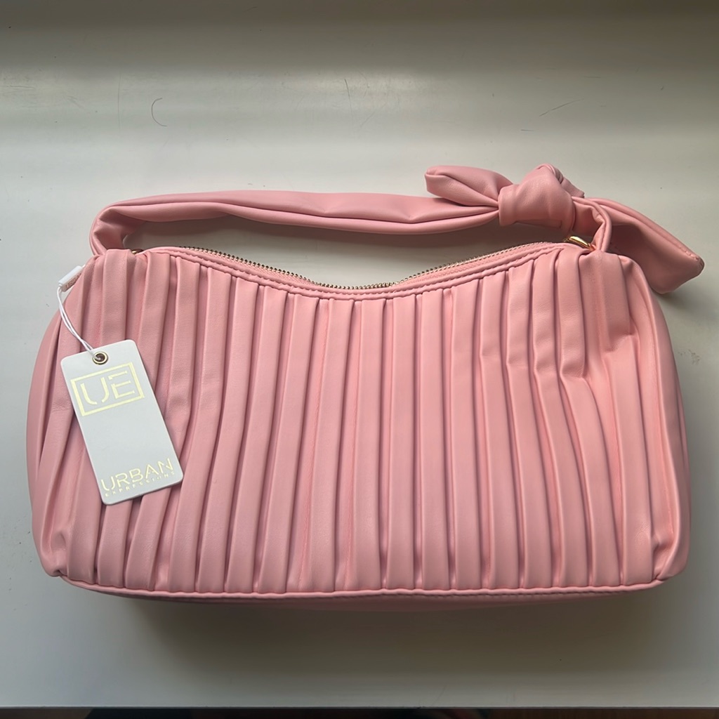 Urban Expressions Pink Pleated Purse Cross Body Chain Vegan Leather